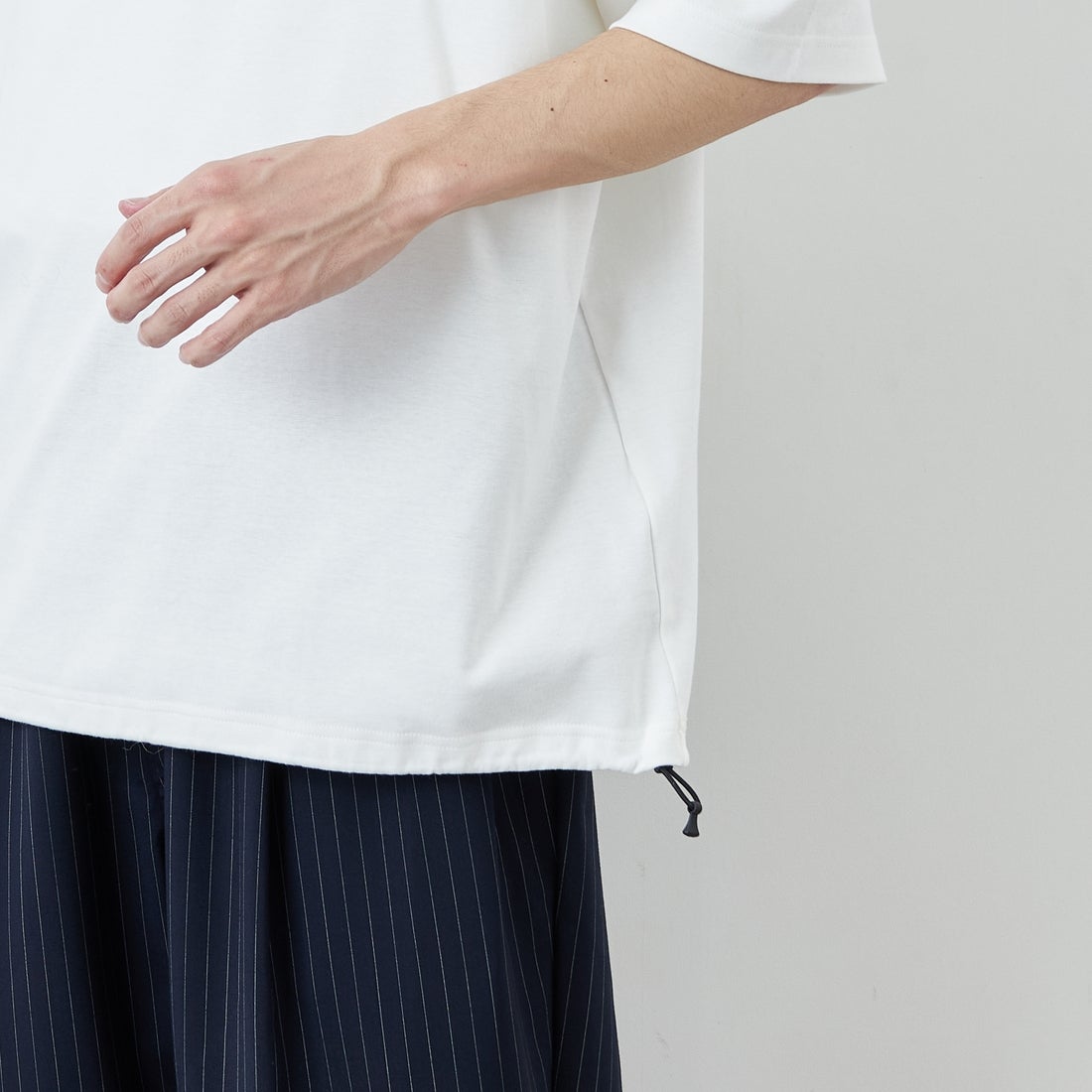 FRED PERRY [フレッドペリー] 別注 ワンポイントロゴ刺繍 ポンチドローコードTシャツ [FPM-26S-022JF] SNOW WHITE