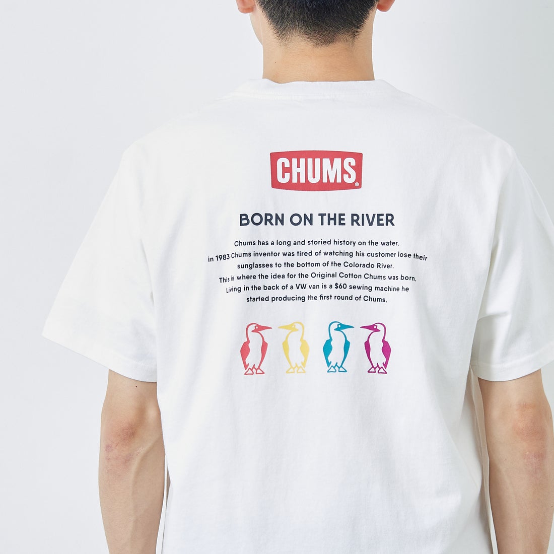 CHUMS [チャムス] 別注 ヒストリーロゴ バックプリント ショートスリーブTシャツ [CH01-2842-JF] W001 WHITE