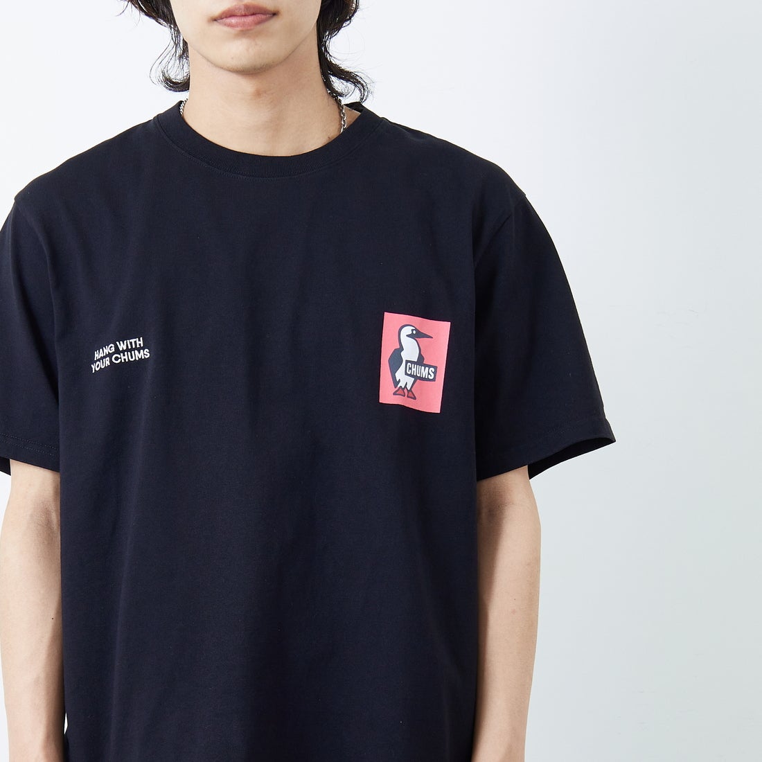 CHUMS [チャムス] 別注 ヒストリーロゴ バックプリント ショートスリーブTシャツ [CH01-2842-JF] K001 BLACK