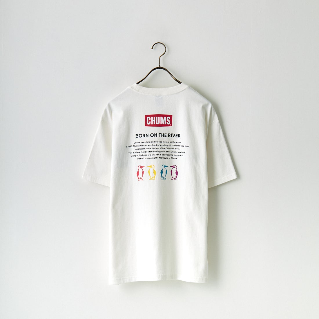 CHUMS [チャムス] 別注 ヒストリーロゴ バックプリント ショートスリーブTシャツ [CH01-2842-JF] W001 WHITE