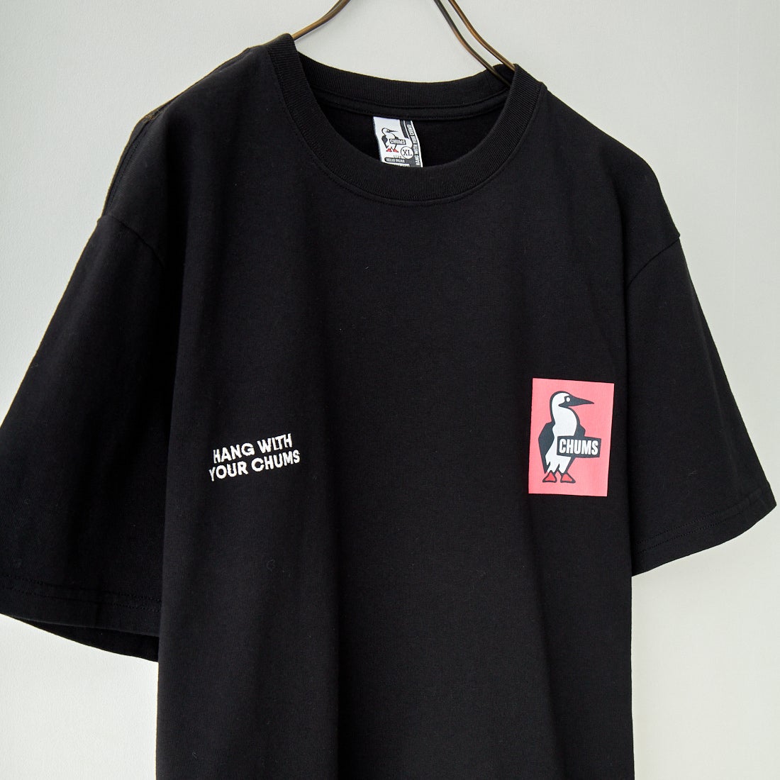 CHUMS [チャムス] 別注 ヒストリーロゴ バックプリント ショートスリーブTシャツ [CH01-2842-JF] K001 BLACK