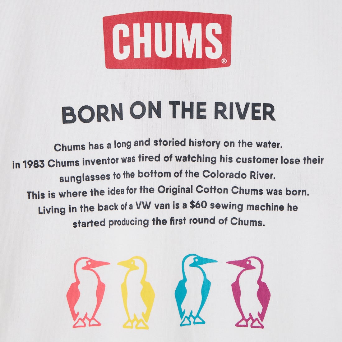 CHUMS [チャムス] 別注 ヒストリーロゴ バックプリント ショートスリーブTシャツ [CH01-2842-JF] W001 WHITE