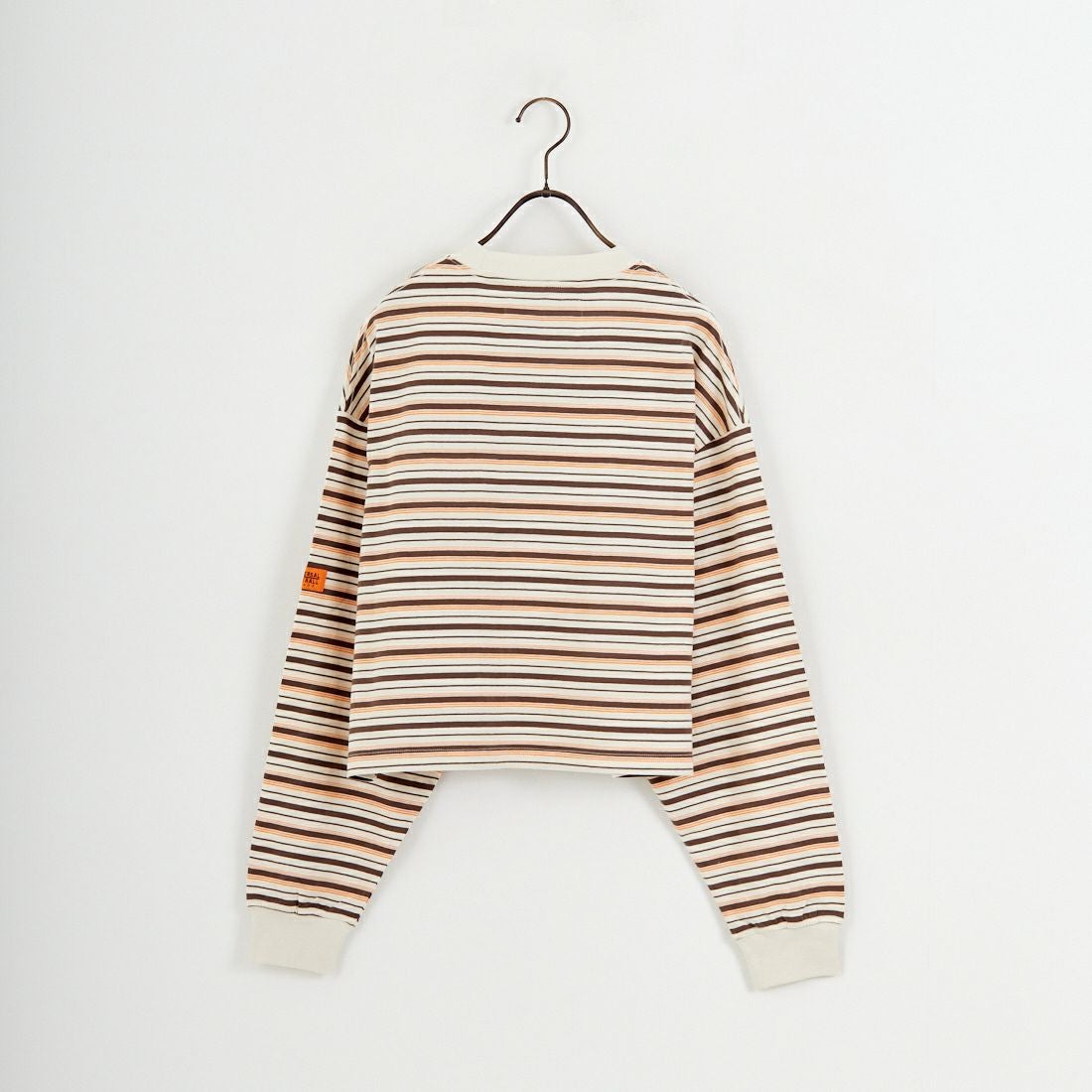 UNIVERSAL OVERALL [ユニバーサルオーバーオール] 別注 クロップド丈 ボーダーロングスリーブTシャツ [U2612215IN-JF] OFF/BRN