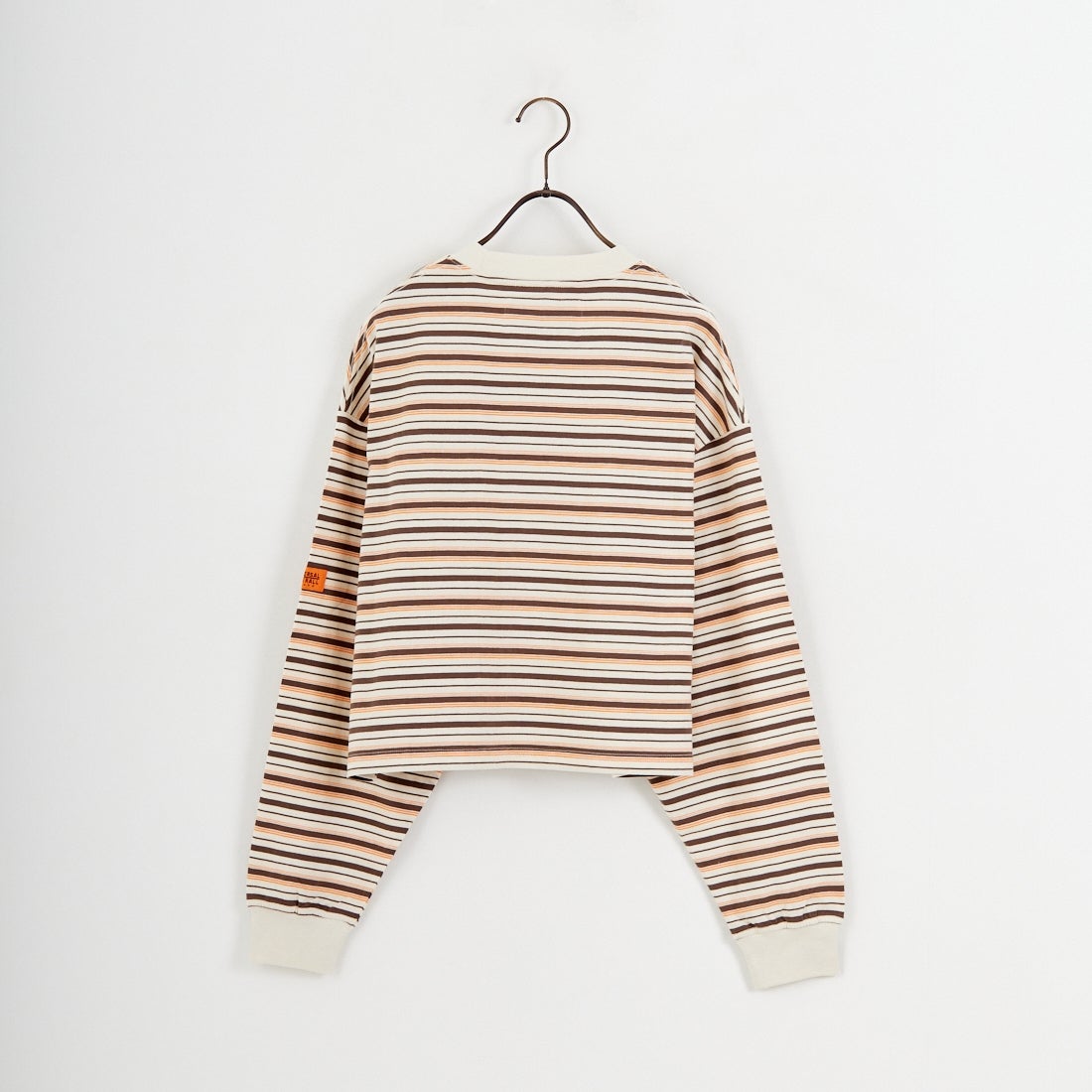 UNIVERSAL OVERALL [ユニバーサルオーバーオール] 別注 クロップド丈 ボーダーロングスリーブTシャツ [U2612215IN-JF] OFF/BRN