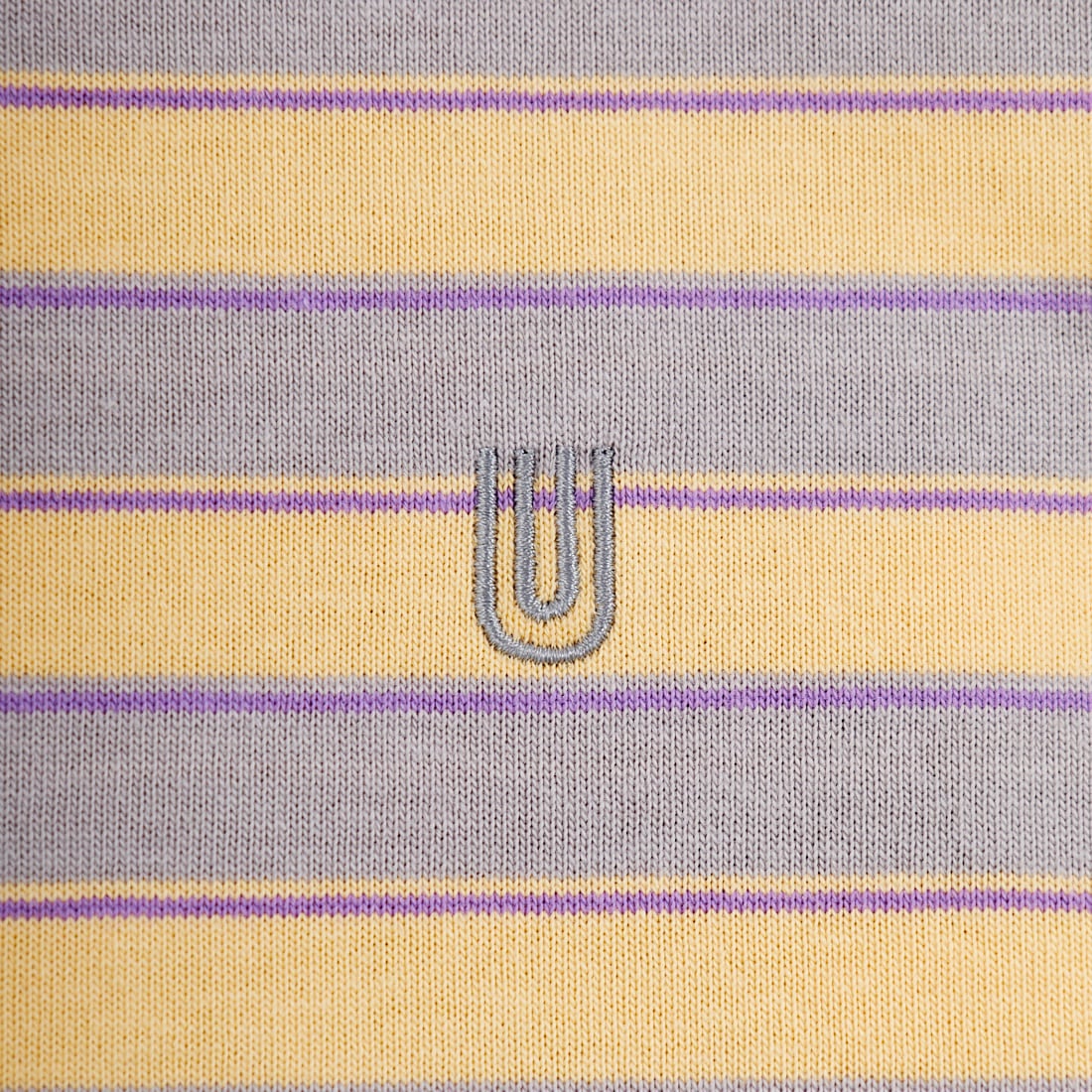 UNIVERSAL OVERALL [ユニバーサルオーバーオール] 別注 クロップド丈 ボーダーロングスリーブTシャツ [U2612215IN-JF] GRY/YEL