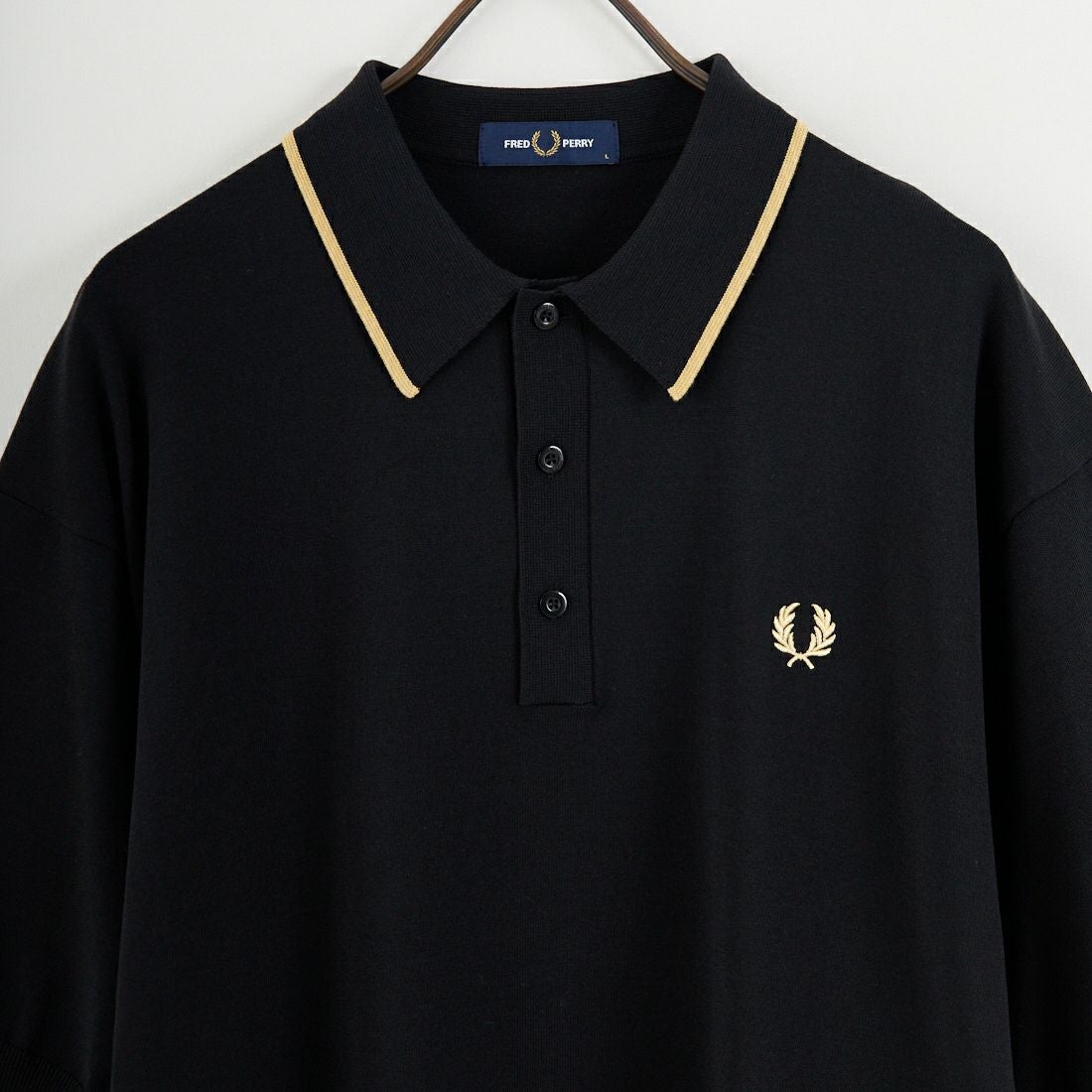 FRED PERRY [フレッドペリー] 別注 シングルティップライン サマーニットポロシャツ [FPM-26S-024JF] BLACK/CHAM