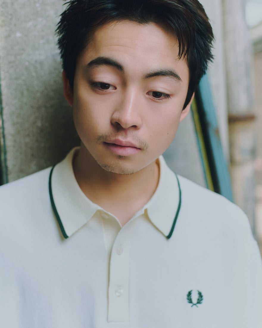 FRED PERRY [フレッドペリー] 別注 シングルティップライン サマーニットポロシャツ [FPM-26S-024JF] ECRU/GRASS