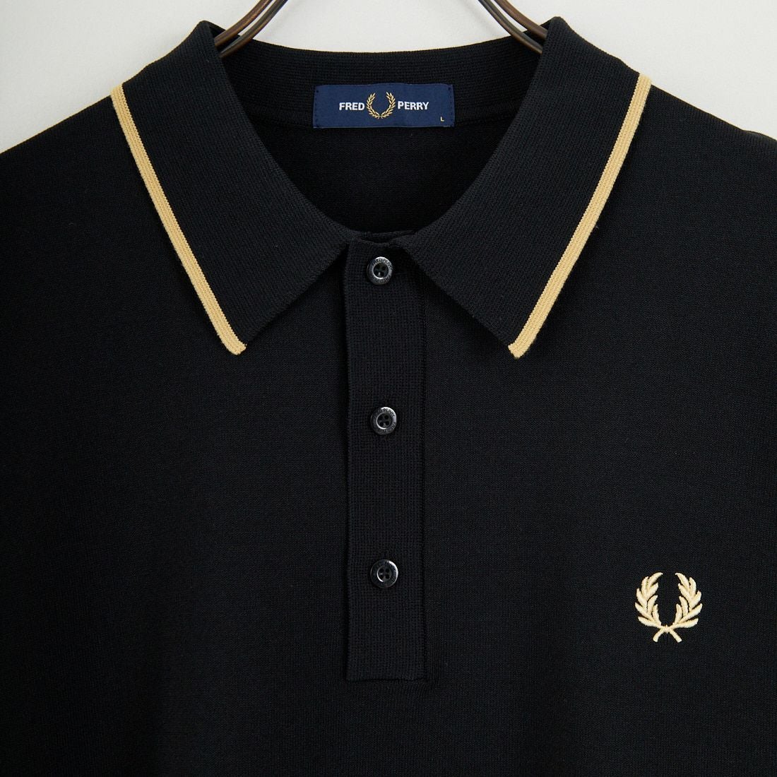 FRED PERRY [フレッドペリー] 別注 シングルティップライン サマーニットポロシャツ [FPM-26S-024JF] BLACK/CHAM