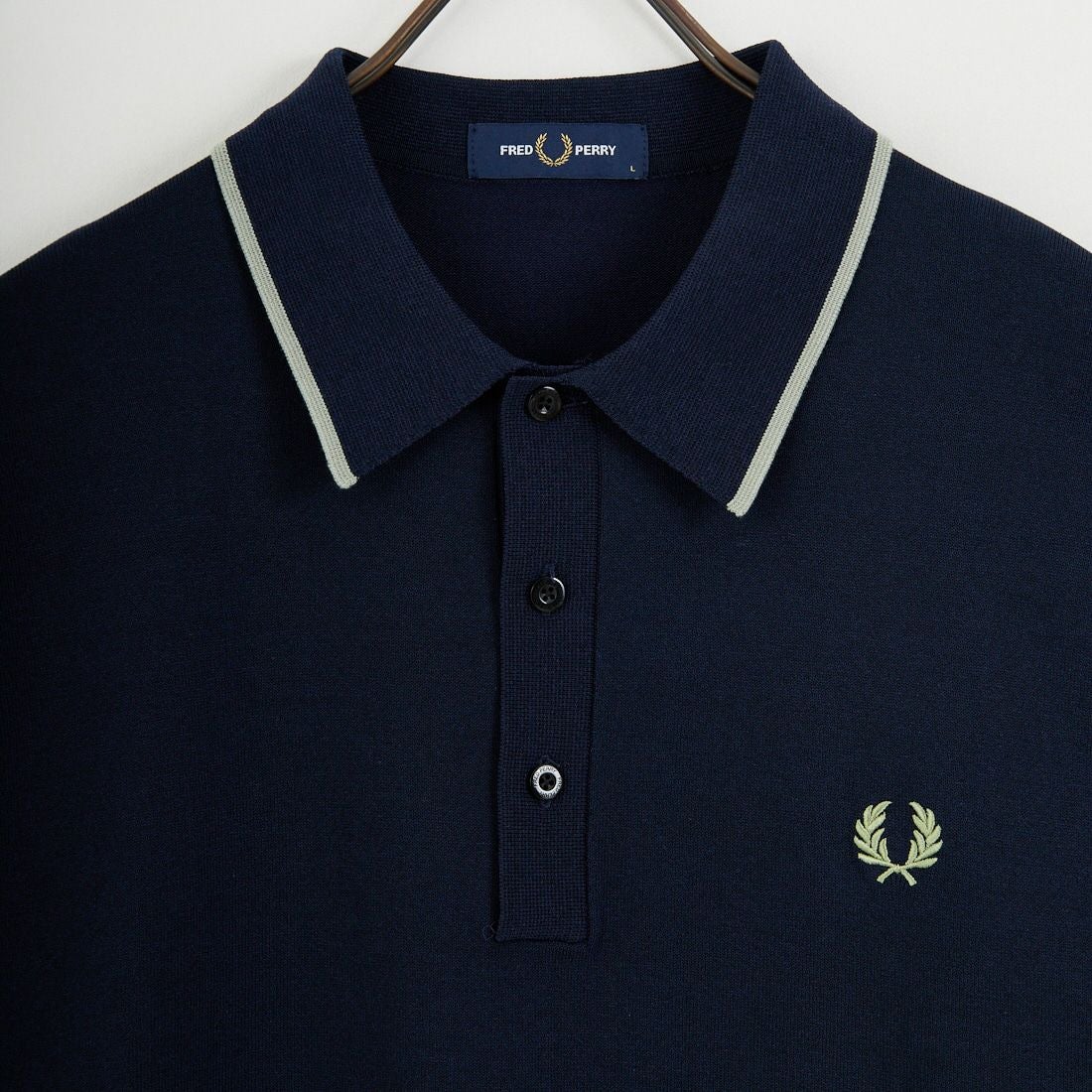 FRED PERRY [フレッドペリー] 別注 シングルティップライン サマーニットポロシャツ [FPM-26S-024JF] NAVY/SEAGR