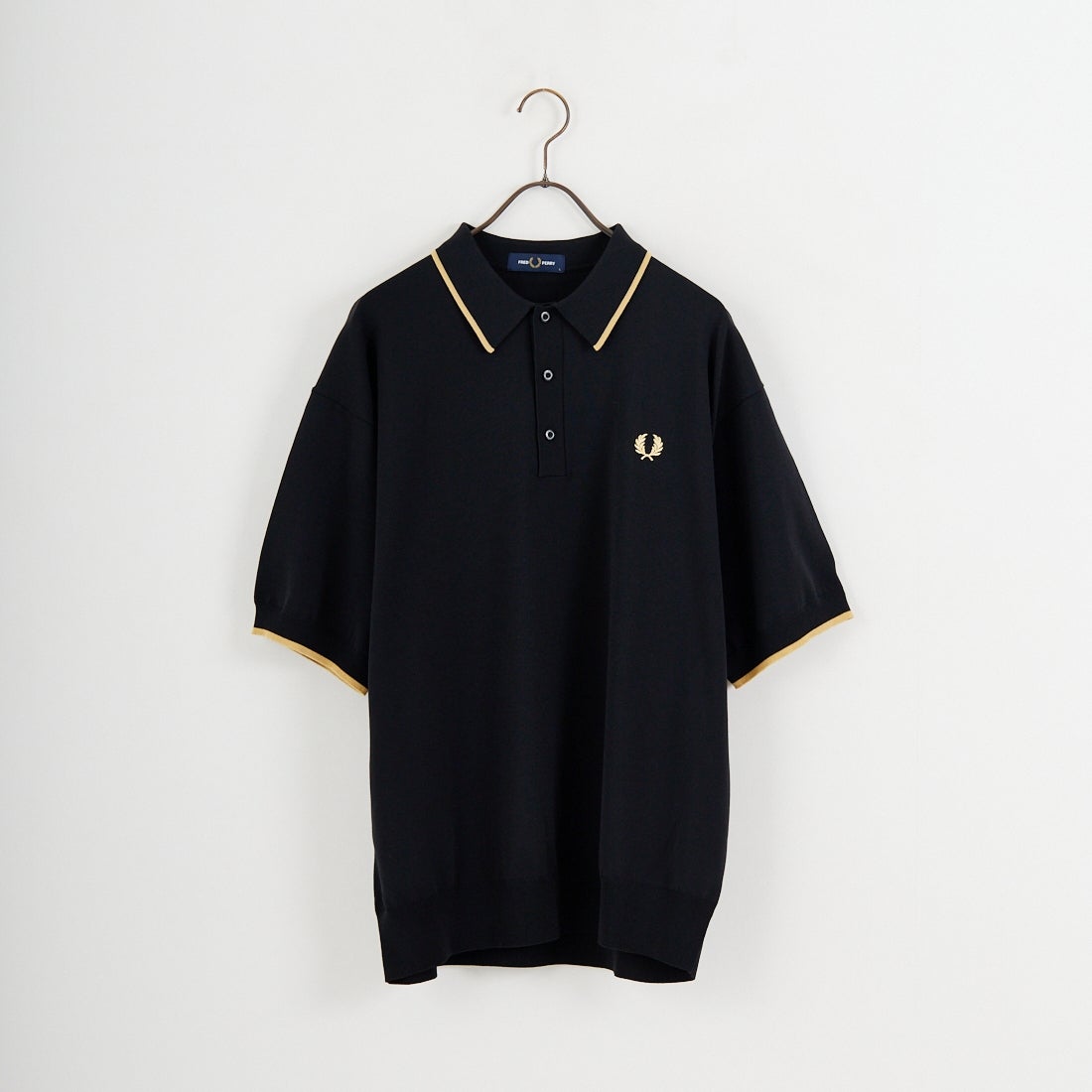FRED PERRY [フレッドペリー] 別注 シングルティップライン サマーニットポロシャツ [FPM-26S-024JF] BLACK/CHAM
