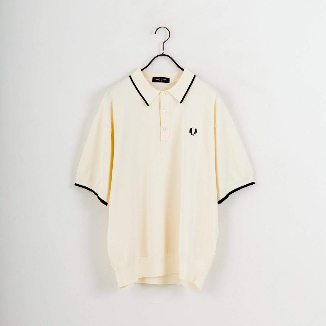 FRED PERRY [フレッドペリー] 別注 シングルティップライン サマーニットポロシャツ [FPM-26S-024JF] ECRU/GRASS
