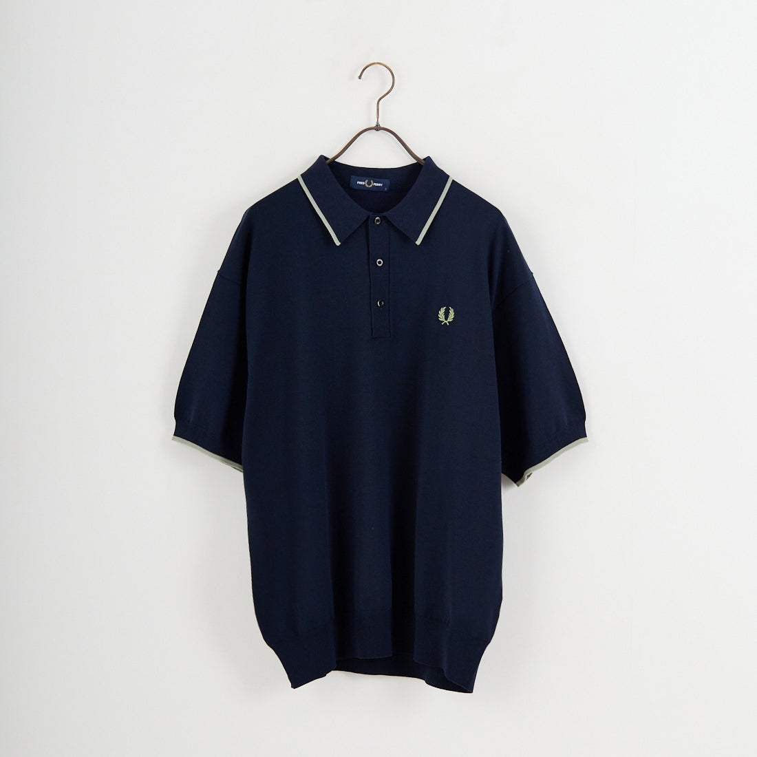 FRED PERRY [フレッドペリー] 別注 シングルティップライン サマーニットポロシャツ [FPM-26S-024JF] NAVY/SEAGR