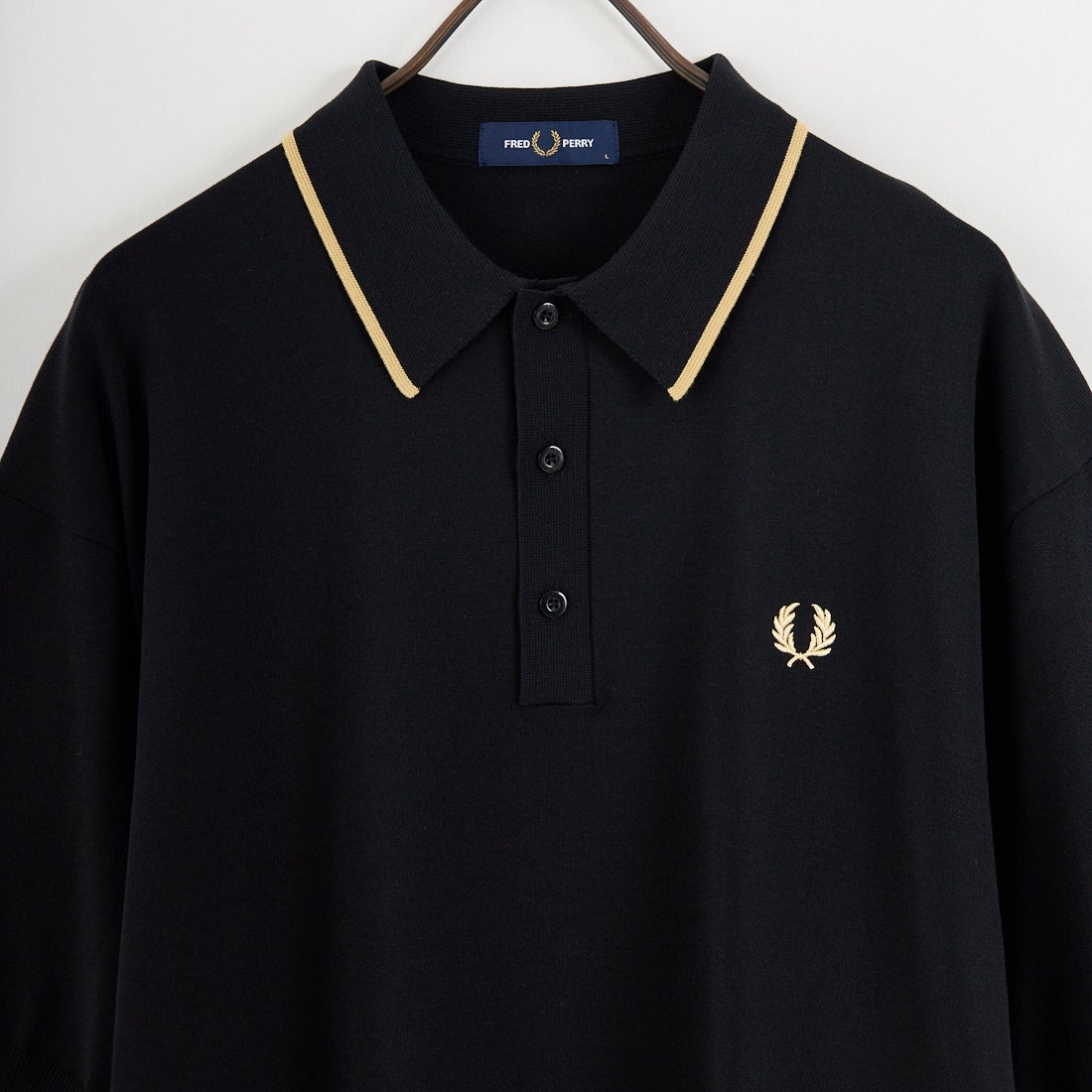 FRED PERRY [フレッドペリー] 別注 シングルティップライン サマーニットポロシャツ [FPM-26S-024JF] BLACK/CHAM