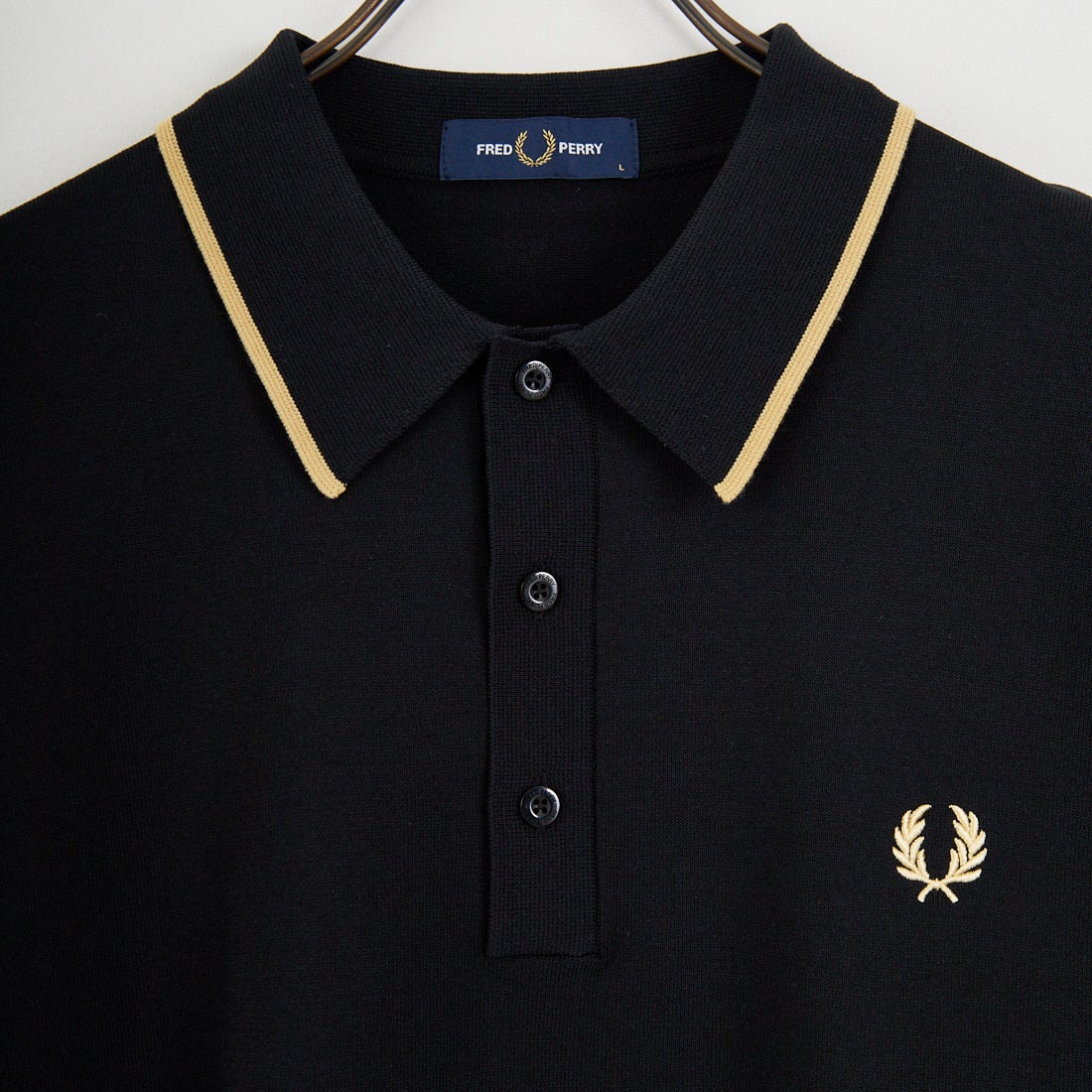 FRED PERRY [フレッドペリー] 別注 シングルティップライン サマーニットポロシャツ [FPM-26S-024JF] BLACK/CHAM