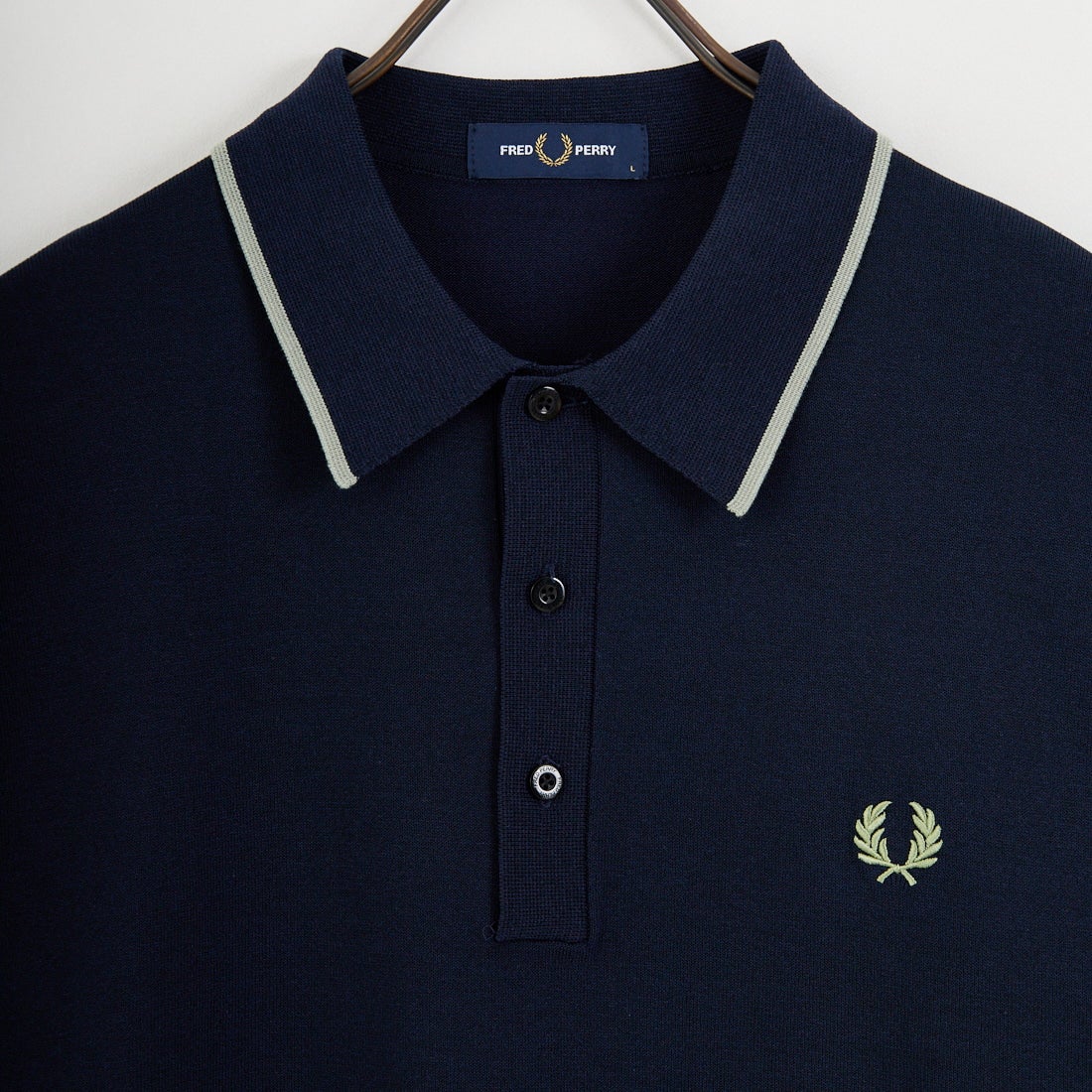 FRED PERRY [フレッドペリー] 別注 シングルティップライン サマーニットポロシャツ [FPM-26S-024JF] NAVY/SEAGR