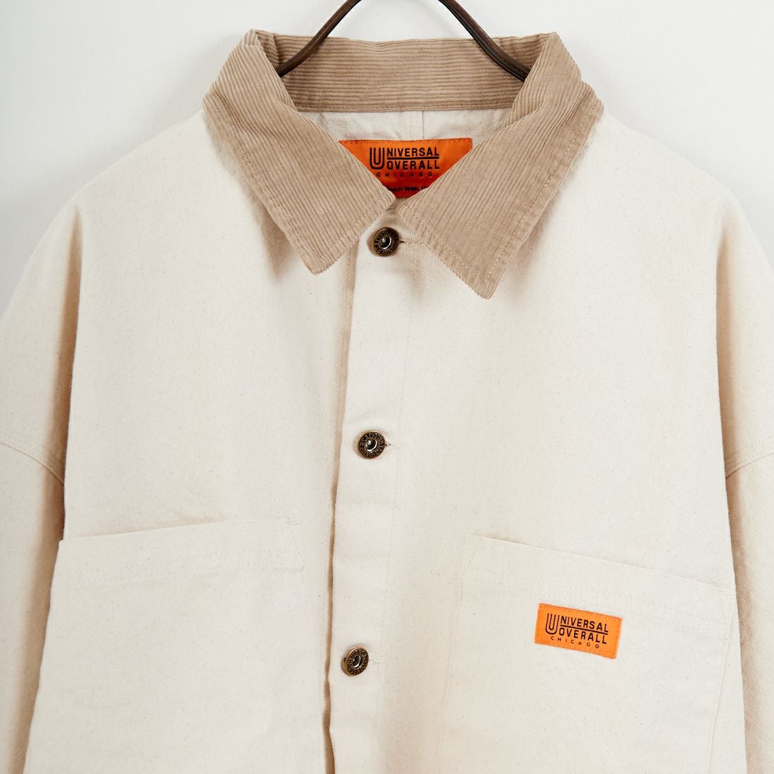 UNIVERSAL OVERALL [ユニバーサルオーバーオール] 別注 コーデュロイ襟 カバーオールジャケット [U2613225IN-JF] IVORY