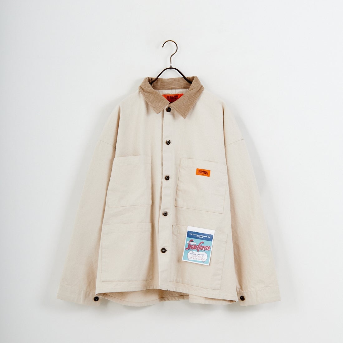 UNIVERSAL OVERALL [ユニバーサルオーバーオール] 別注 コーデュロイ襟 カバーオールジャケット [U2613225IN-JF] IVORY