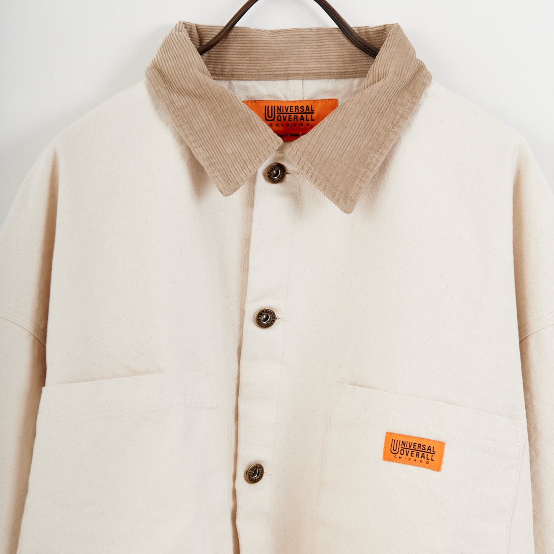 UNIVERSAL OVERALL [ユニバーサルオーバーオール] 別注 コーデュロイ襟 カバーオールジャケット [U2613225IN-JF] IVORY