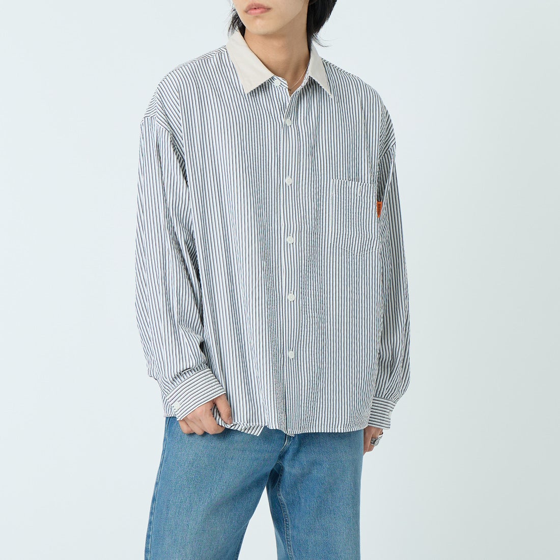 BLK STRIPE&&モデル身長：179cm 着用サイズ：L&&