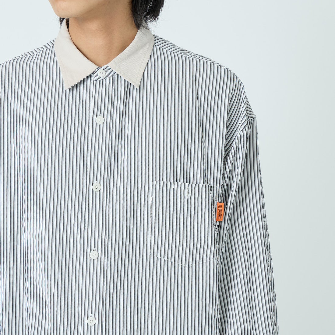 UNIVERSAL OVERALL [ユニバーサルオーバーオール] 別注 ビッグシルエット パジャマシャツ [U2611100IN-JF] BLK STRIPE