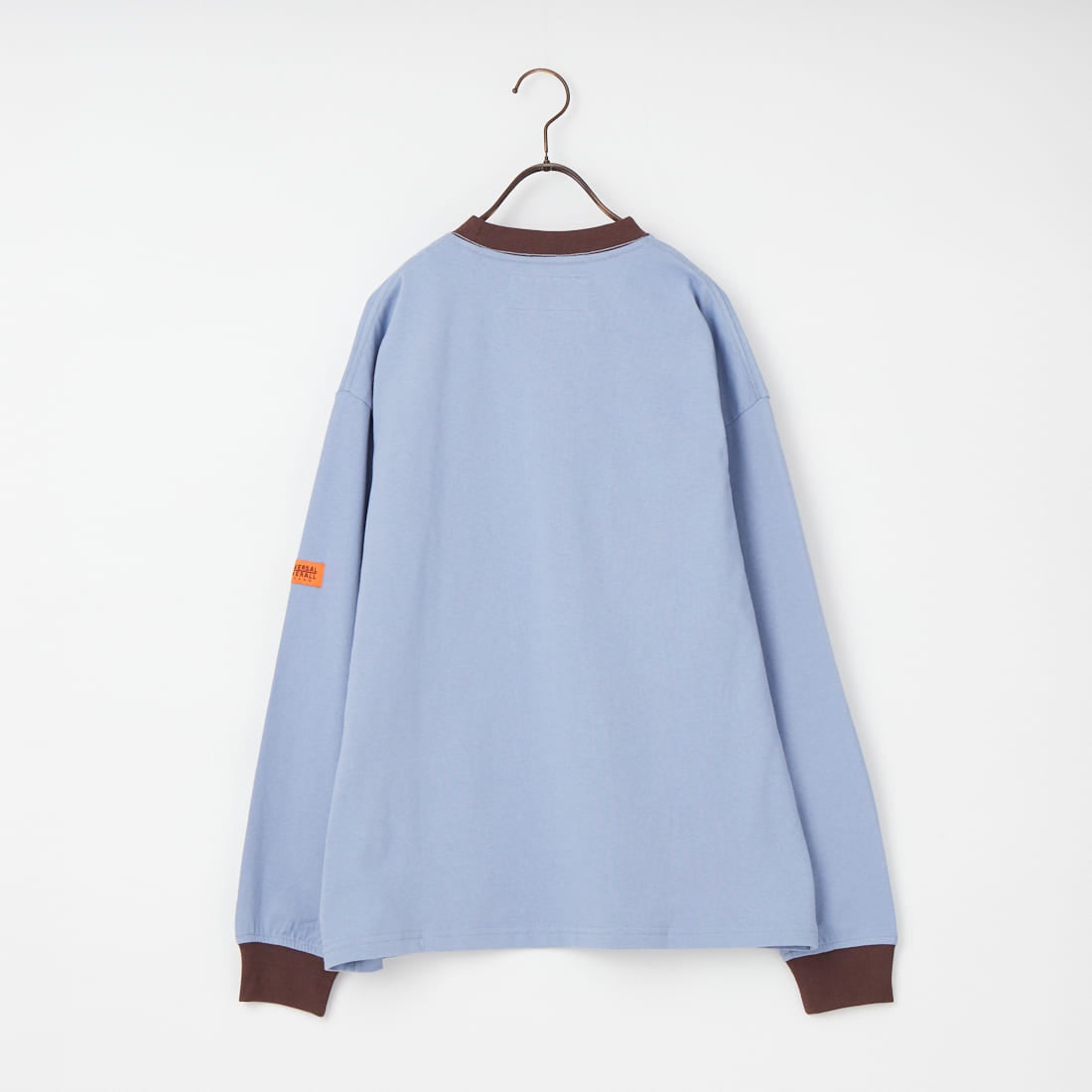 UNIVERSAL OVERALL [ユニバーサルオーバーオール] 別注 ワンポイントロゴ刺繍 ロングスリーブTシャツ [U2613215IN-JF] BGRY/BRN