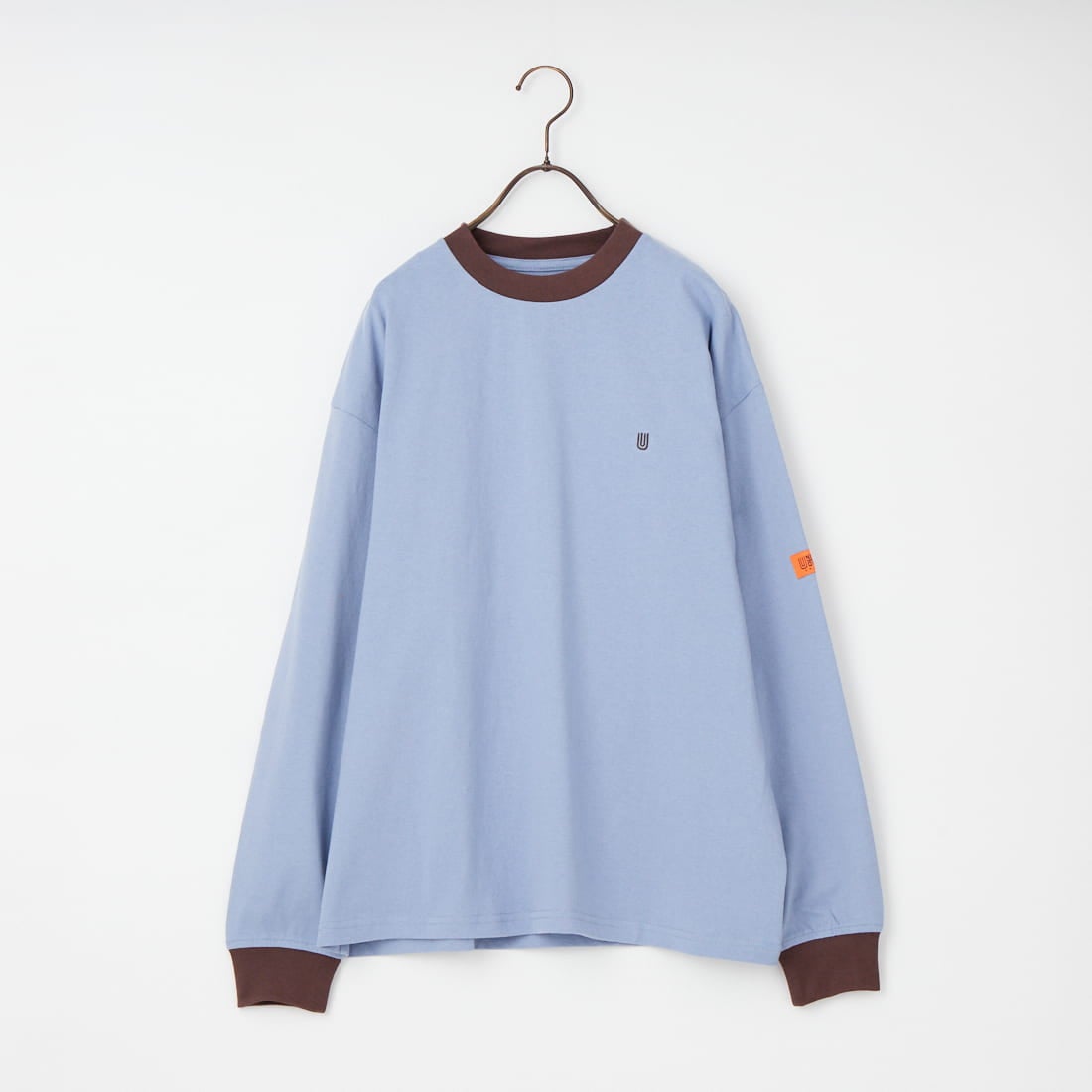 UNIVERSAL OVERALL [ユニバーサルオーバーオール] 別注 ワンポイントロゴ刺繍 ロングスリーブTシャツ [U2613215IN-JF] BGRY/BRN