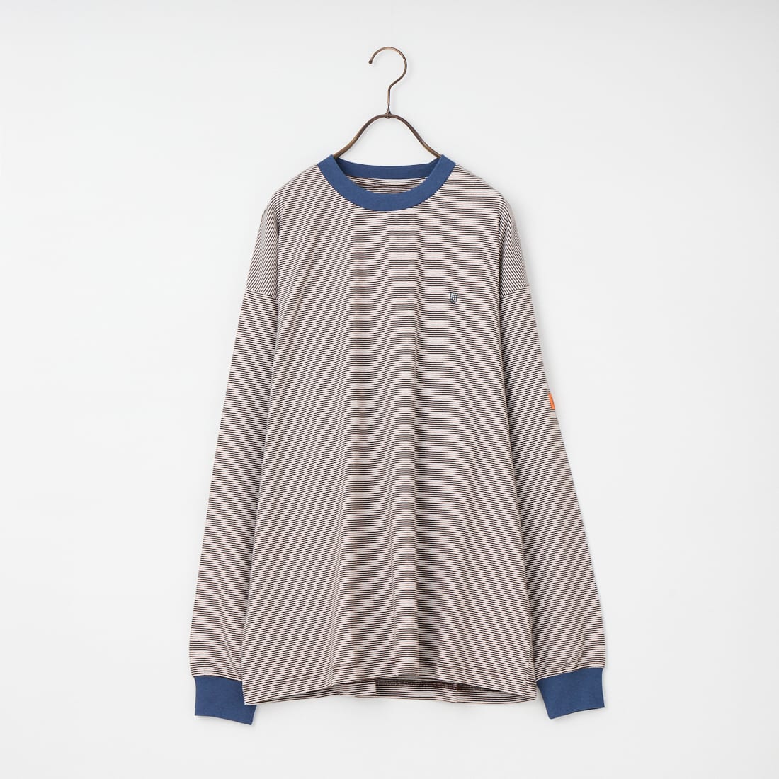 UNIVERSAL OVERALL [ユニバーサルオーバーオール] 別注 ワンポイントロゴ刺繍 ロングスリーブTシャツ [U2613215IN-JF] BRN.BGE