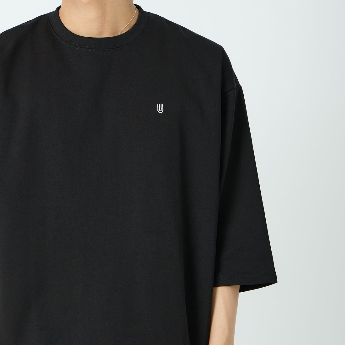 UNIVERSAL OVERALL [ユニバーサルオーバーオール] 別注 7分袖ドローコード付きポンチTシャツ [U2611280IN-JF] BLACK
