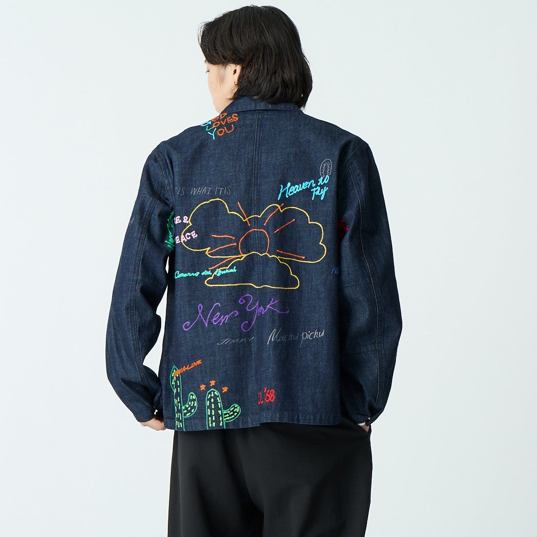 HELLO CALIF [ハローカリフ] デニムファティーグジャケット [661020] NAVY &&モデル身長：179cm 着用サイズ：M&&