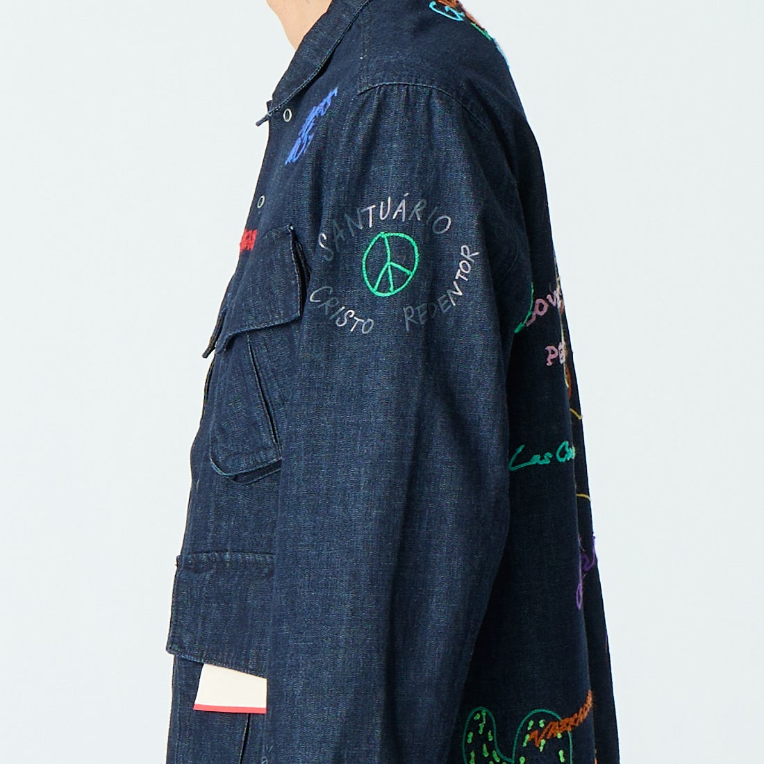 HELLO CALIF [ハローカリフ] デニムファティーグジャケット [661020] NAVY &&モデル身長：179cm 着用サイズ：M&&