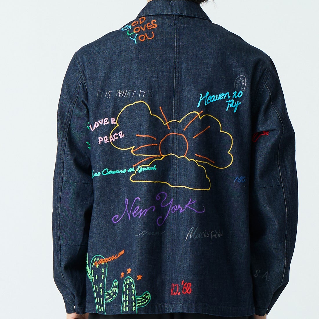 HELLO CALIF [ハローカリフ] デニムファティーグジャケット [661020] NAVY &&モデル身長：179cm 着用サイズ：M&&