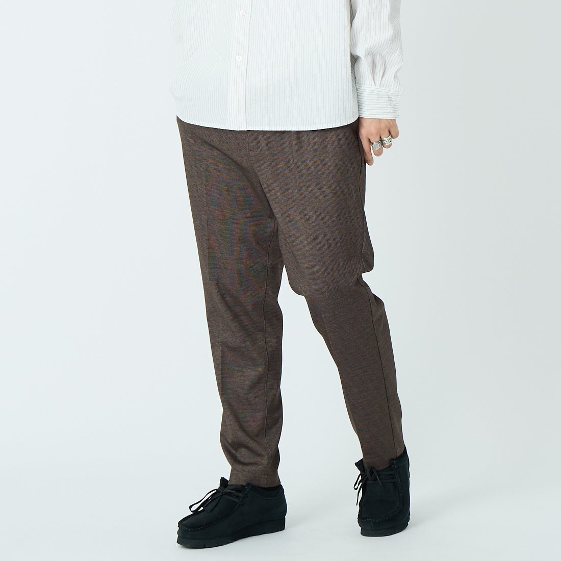 Jeans Factory Clothes [ジーンズファクトリークローズ] テックポンチ 1Pイージースラックス [JFC-262-001] 1BRN B.EYE &&モデル身長：179cm 着用サイズ：XL&&