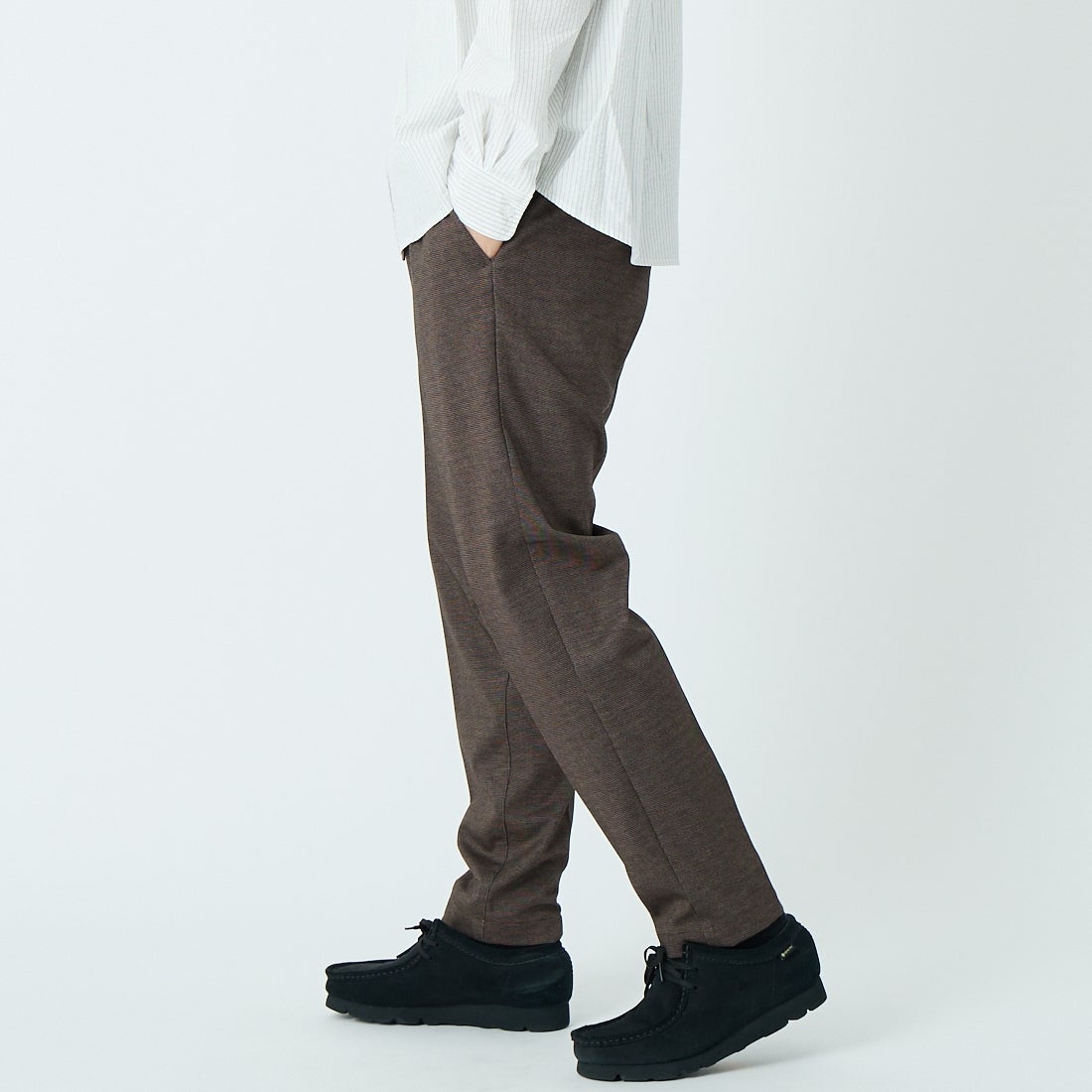 Jeans Factory Clothes [ジーンズファクトリークローズ] テックポンチ 1Pイージースラックス [JFC-262-001] 1BRN B.EYE &&モデル身長：179cm 着用サイズ：XL&&