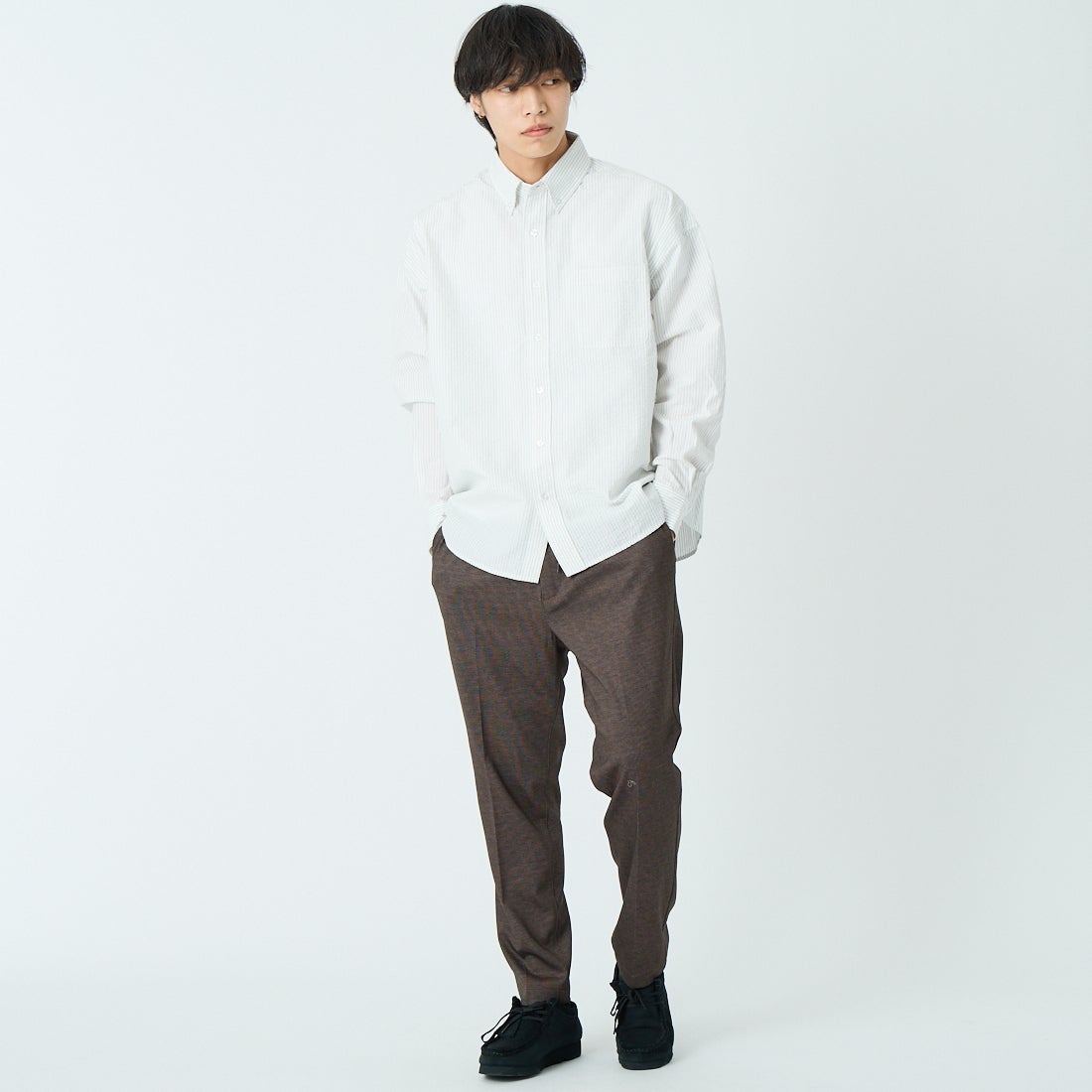Jeans Factory Clothes [ジーンズファクトリークローズ] テックポンチ 1Pイージースラックス [JFC-262-001] 1BRN B.EYE &&モデル身長：179cm 着用サイズ：XL&&