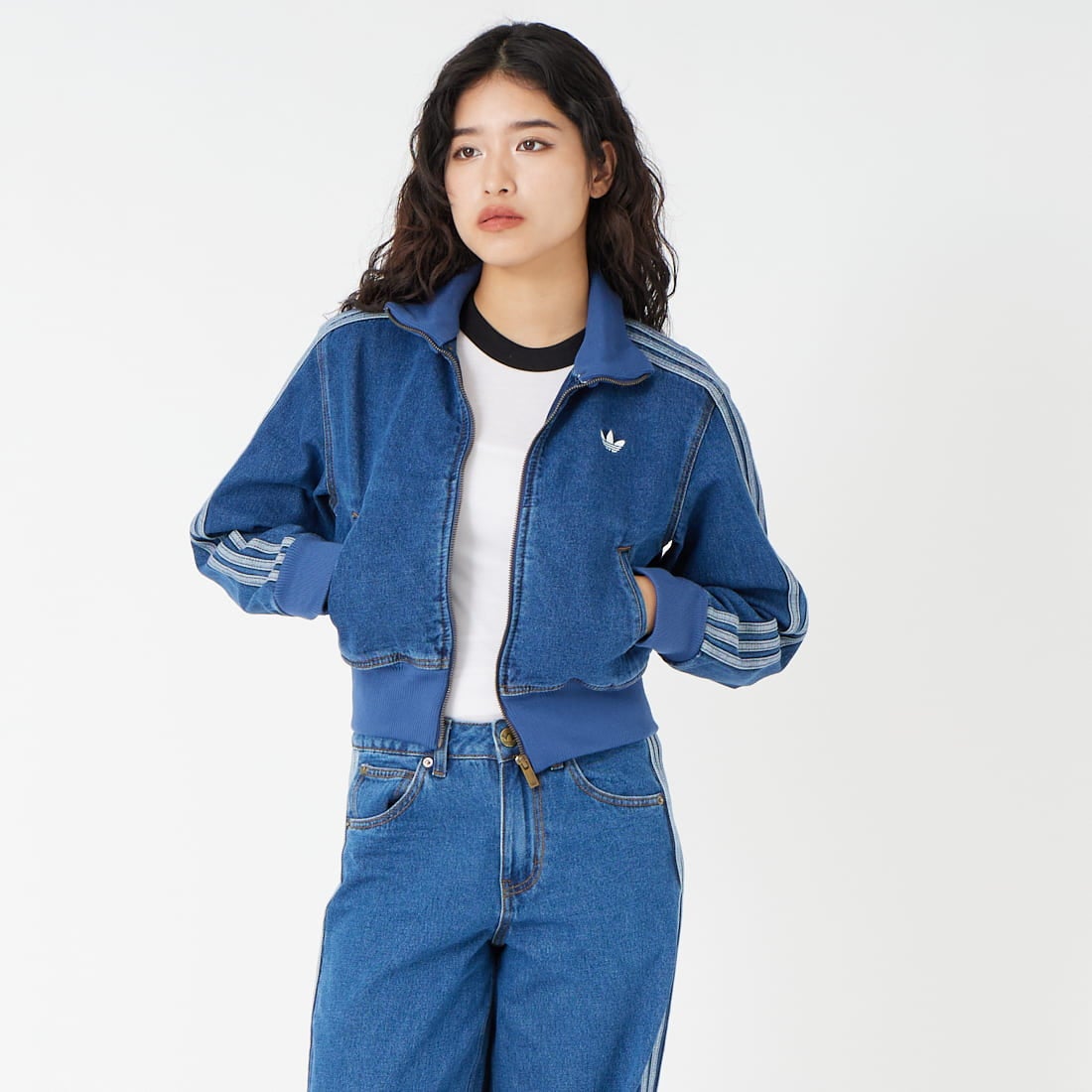 adidas Originals [アディダス オリジナルス] ファイヤーバード デニムトラックトップ [TE651] KD2913 &&モデル身長：162cm 着用サイズ：S&&