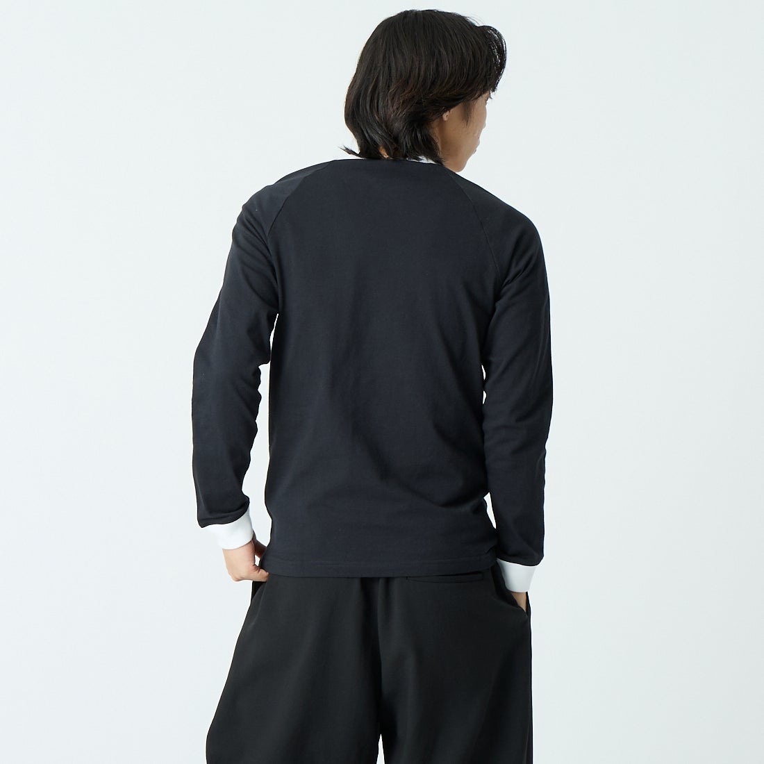 adidas Originals [アディダス オリジナルス] スリーストライプス ロングスリーブTシャツ [MCE70] KE3546 &&モデル身長：179cm 着用サイズ：L&&