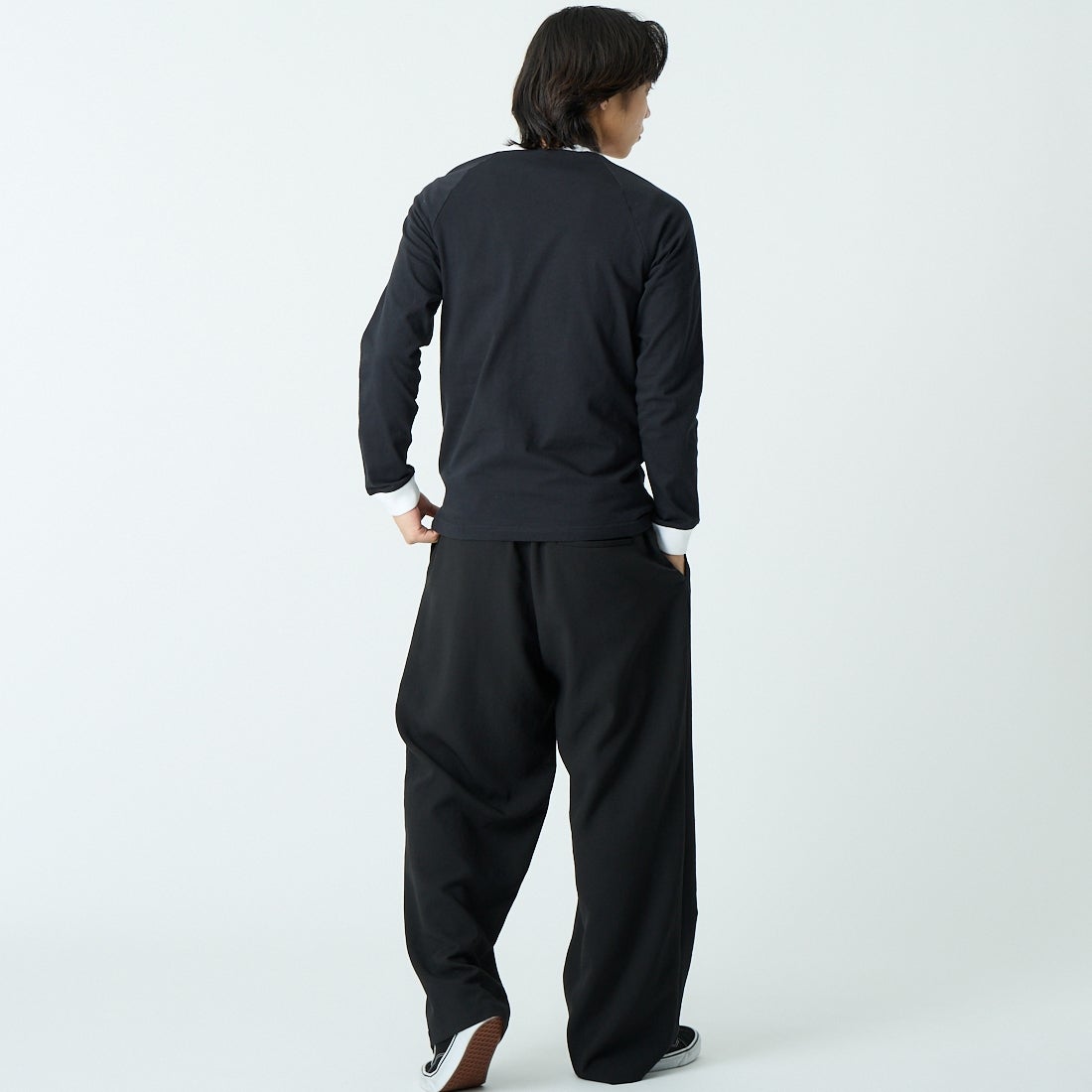 adidas Originals [アディダス オリジナルス] スリーストライプス ロングスリーブTシャツ [MCE70] KE3546 &&モデル身長：179cm 着用サイズ：L&&