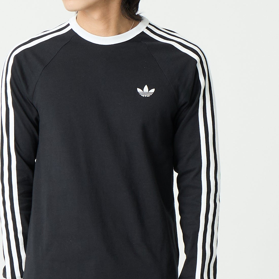 adidas Originals [アディダス オリジナルス] スリーストライプス ロングスリーブTシャツ [MCE70] KE3546 &&モデル身長：179cm 着用サイズ：L&&