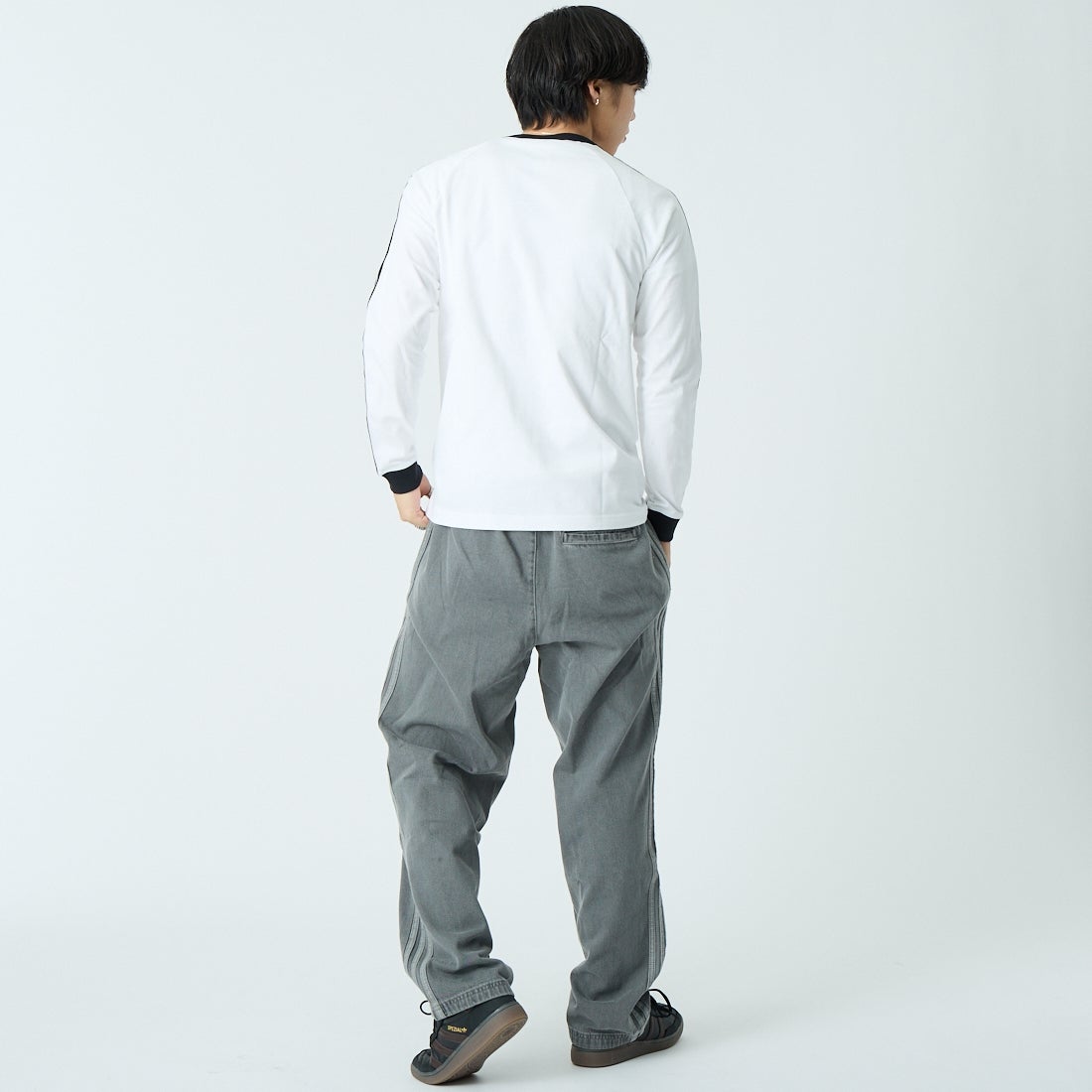 adidas Originals [アディダス オリジナルス] スリーストライプス ロングスリーブTシャツ [MCE70] KE3545 &&モデル身長：179cm 着用サイズ：L&&