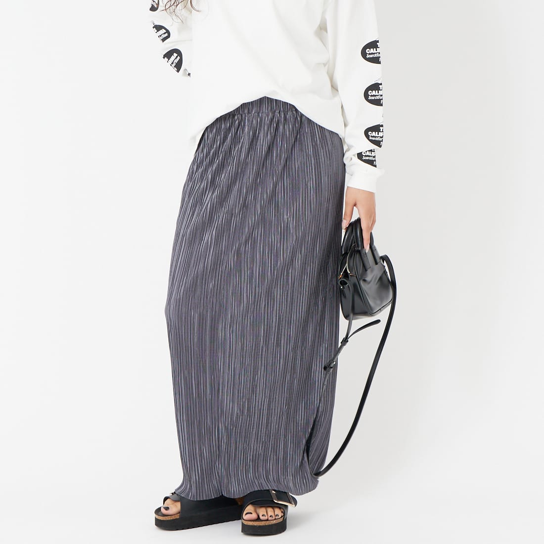 Jeans Factory Clothes [ジーンズファクトリークローズ] プリーツタイトスカート [61286566] ﾁｬｺｰﾙ &&モデル身長：162cm 着用サイズ：2&&