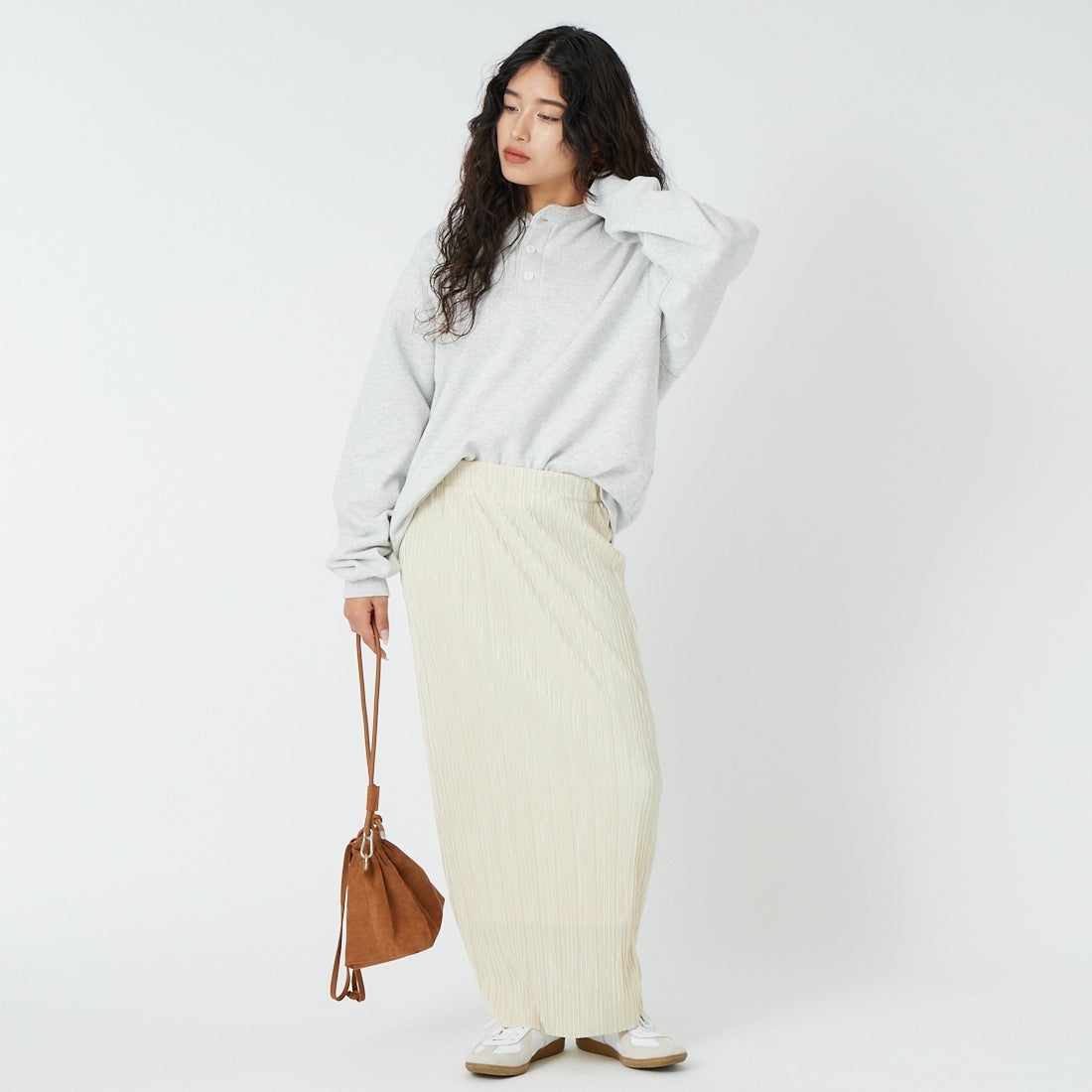 Jeans Factory Clothes [ジーンズファクトリークローズ] プリーツタイトスカート [61286566] ｱｲﾎﾞﾘｰ &&モデル身長：162cm 着用サイズ：2&&