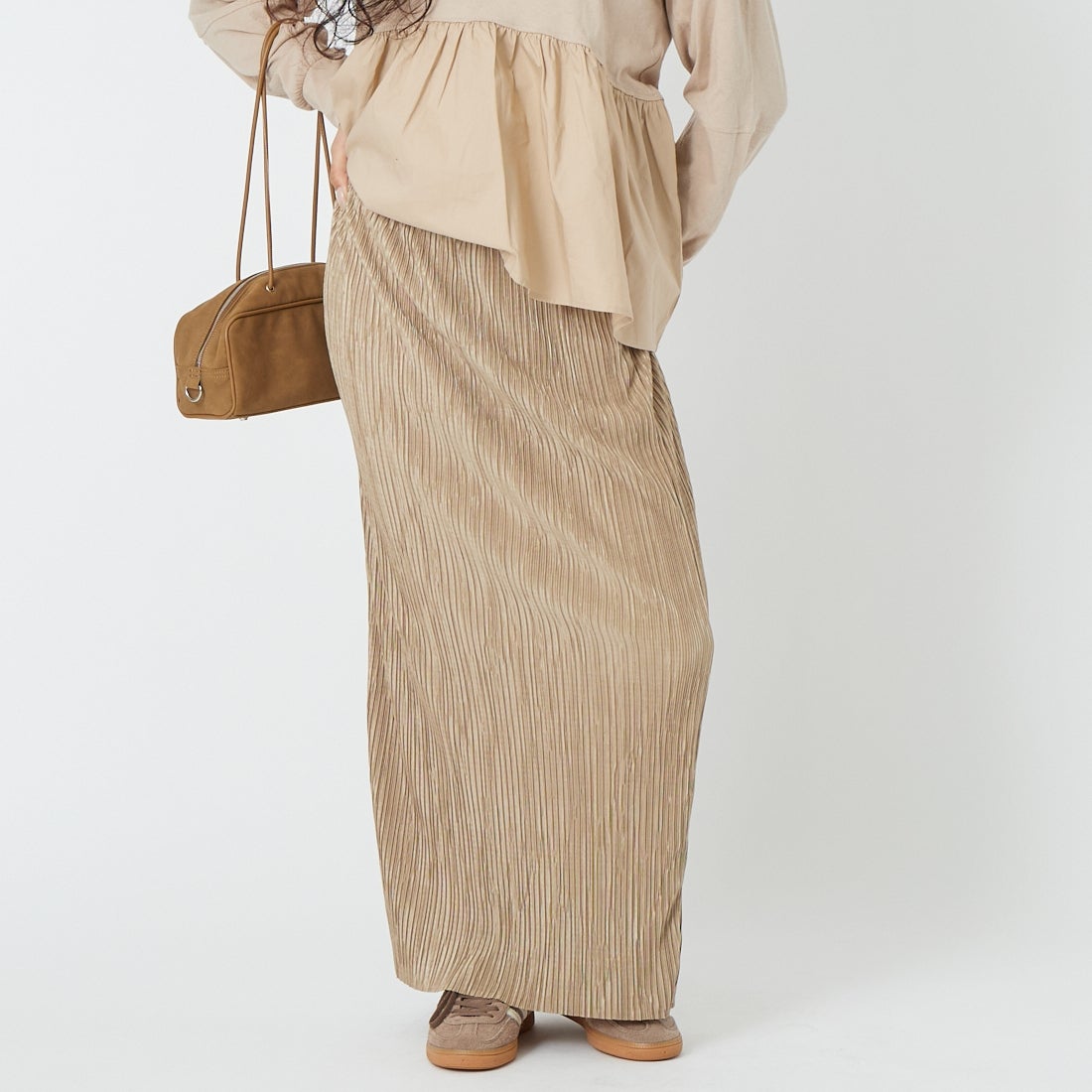 Jeans Factory Clothes [ジーンズファクトリークローズ] プリーツタイトスカート [61286566] ｸﾞﾚｰｼﾞｭ &&モデル身長：162cm 着用サイズ：2&&