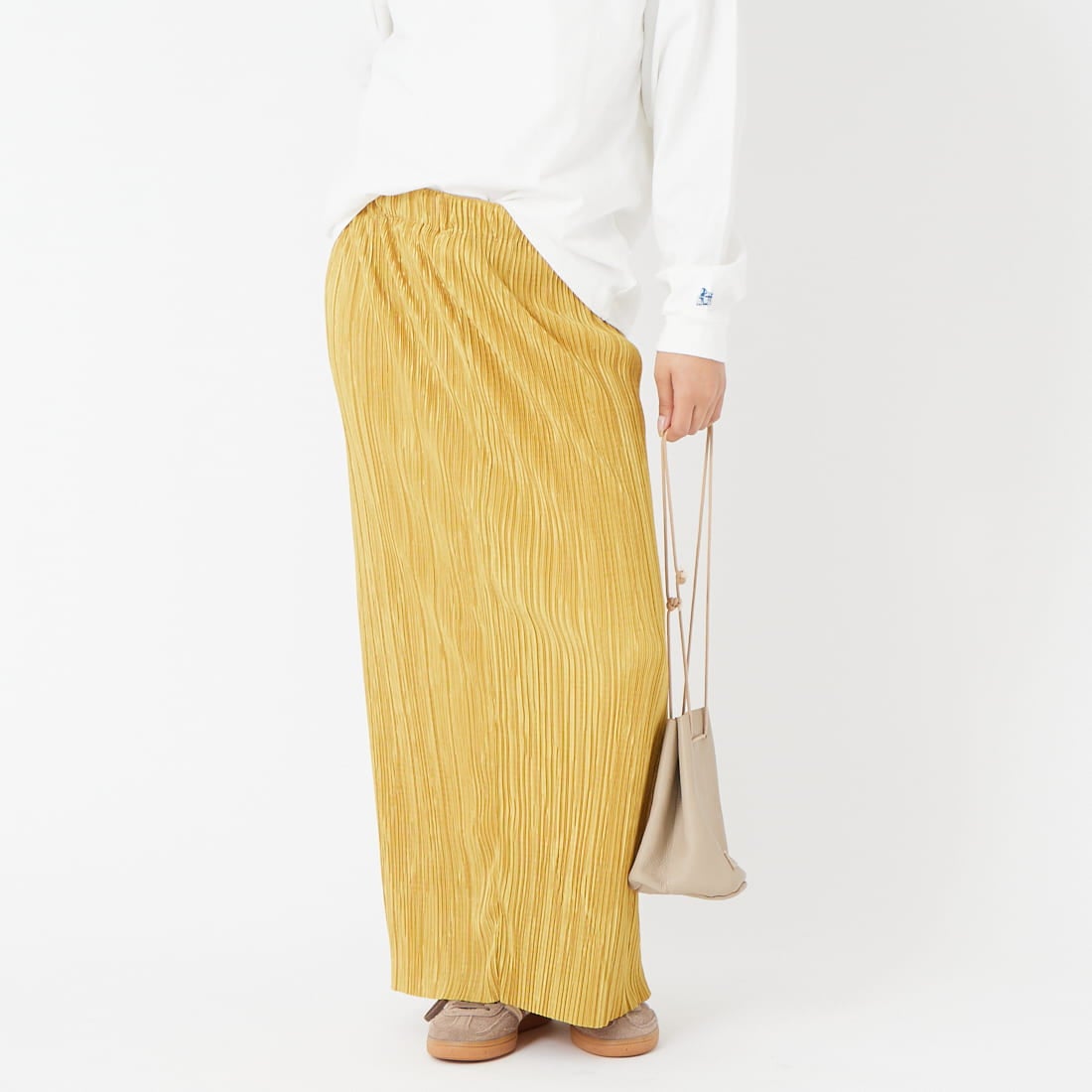 Jeans Factory Clothes [ジーンズファクトリークローズ] プリーツタイトスカート [61286566] ﾏｽﾀｰﾄﾞ &&モデル身長：162cm 着用サイズ：2&&