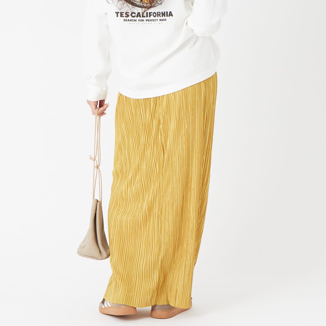 Jeans Factory Clothes [ジーンズファクトリークローズ] プリーツタイトスカート [61286566] ﾏｽﾀｰﾄﾞ &&モデル身長：162cm 着用サイズ：2&&