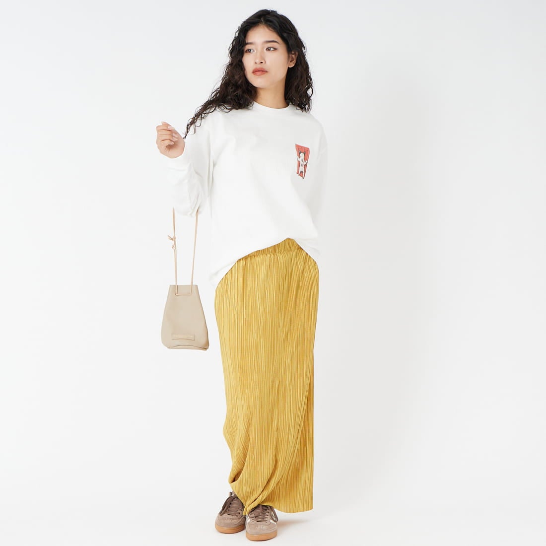 Jeans Factory Clothes [ジーンズファクトリークローズ] プリーツタイトスカート [61286566] ﾏｽﾀｰﾄﾞ &&モデル身長：162cm 着用サイズ：2&&