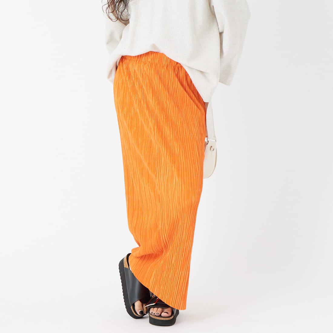 Jeans Factory Clothes [ジーンズファクトリークローズ] プリーツタイトスカート [61286566] ｵﾚﾝｼﾞ &&モデル身長：162cm 着用サイズ：2&&