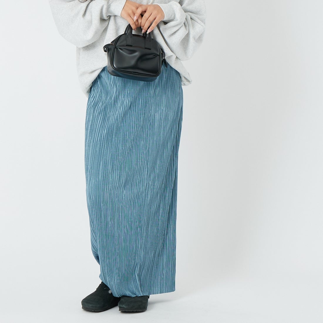 Jeans Factory Clothes [ジーンズファクトリークローズ] プリーツタイトスカート [61286566] ﾌﾞﾙｰｸﾞﾚｰ &&モデル身長：162cm 着用サイズ：2&&