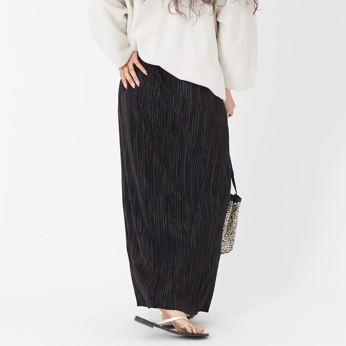Jeans Factory Clothes [ジーンズファクトリークローズ] プリーツタイトスカート [61286566] ﾌﾞﾗｯｸ &&モデル身長：162cm 着用サイズ：2&&