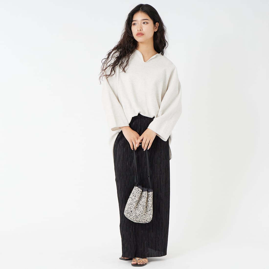 Jeans Factory Clothes [ジーンズファクトリークローズ] プリーツタイトスカート [61286566] ﾌﾞﾗｯｸ &&モデル身長：162cm 着用サイズ：2&&