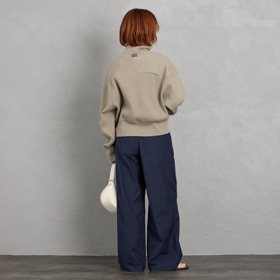 Americana [アメリカーナ] ヴィンテージリブ クロップドブルゾン [BRF-790A] ｸﾞﾚｰｼﾞｭ &&モデル身長：158cm 着用サイズ：ONE SIZE&&